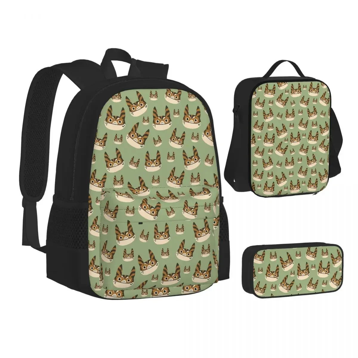 Loth Cat Pattern Backpacks Boys Girls Bookbag Students School Bags Cartoon Kids Rucksack Lunch Bag Pen Bag Three-Piece Set