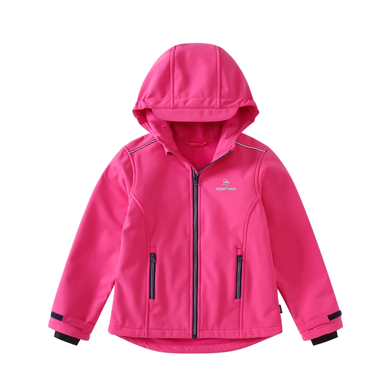 Children Outdoor Hardshell Fleece Functional Waterproof Windbreaker Hooded Girls Spring Sports Hiking Coat Teenagers Kids Jacket