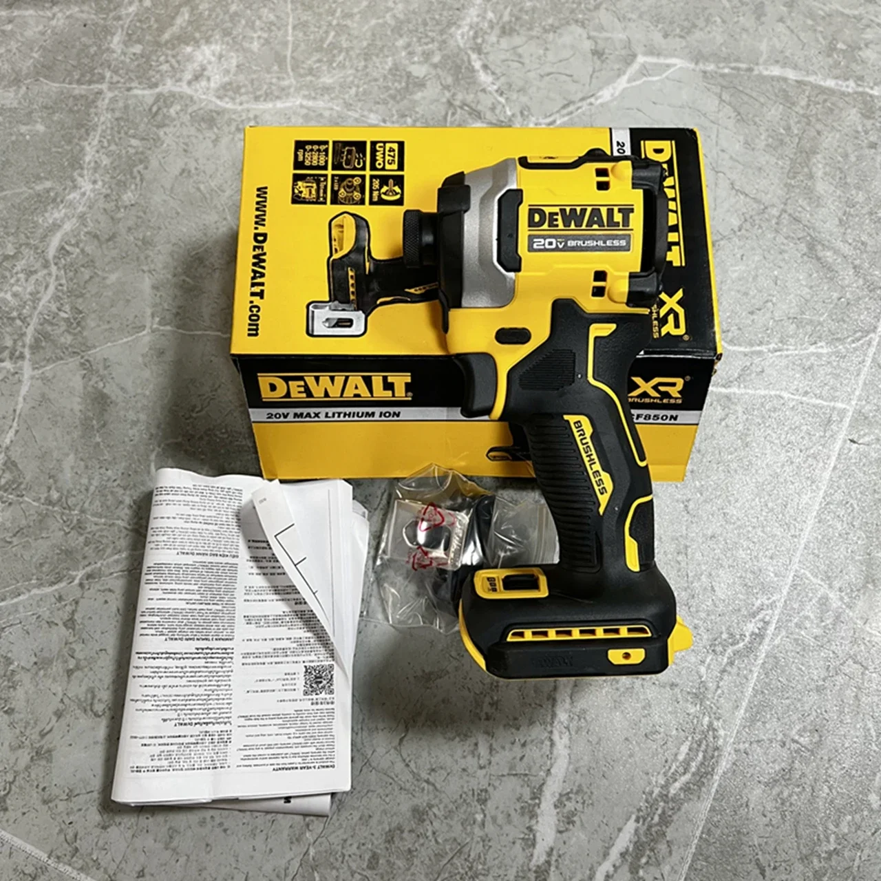 DEWALT DCF850 1/4in бесщеточный беспроводной 3-скоростной ударный драйвер 20 в литиевые электроинструменты 3250 об/мин 3800IPM 205NM Чистый инструмент