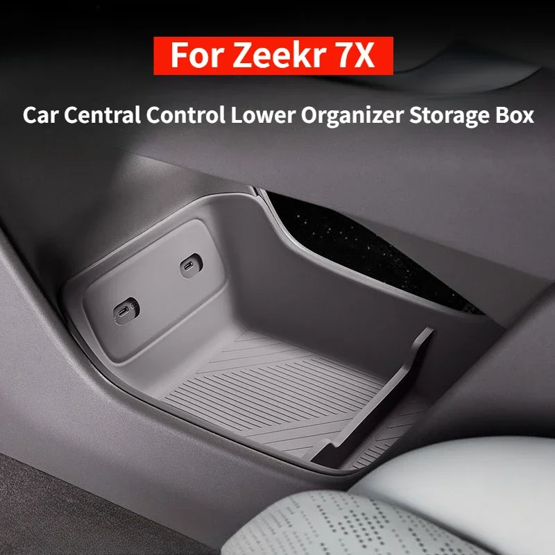 

For Zeekr 7X 2026 Car Central Control Lower Level Organizer Storage Box Armrest Box Below Silicone Tray Car Interior Accessories