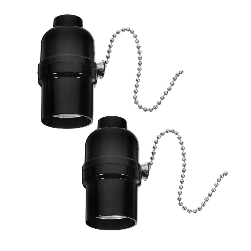 

2Pcs E26 Threaded Pull Chain Light Socket Bakelite Lamp Holder Fit Ideal for Table Floor Lamp Restoration