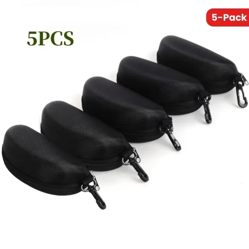 5-1pc Portable Sunglasses Case Protector Oxford Cloth Hard EVA Zippered Eyeglasses Case with Carabiner Eyewear Accessories