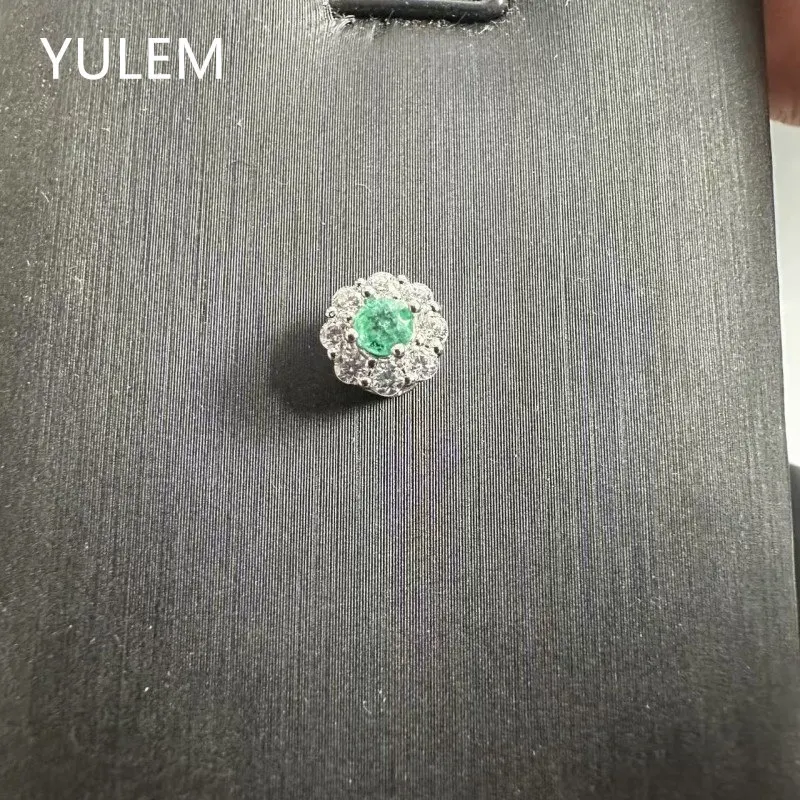 YULEM 3mm Round Cut Natural Emerald with Silver 925 Pendant for Women Daily Wear Fine Jewelry Gift