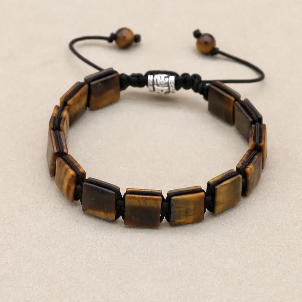 Natural Tiger\'s Eye Stone Braided Bracelets & Bangles Punk Man Women Friendship Chakra Charm Bracelet Couple Jewelry Gifts