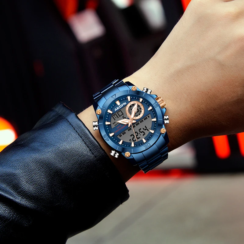 남성용 손목 시계 스포츠 손목 시계 남성용 방수 디지털 Led 남성 시계 군사 스포츠 스테인레스 스틸 남자 손목 시계