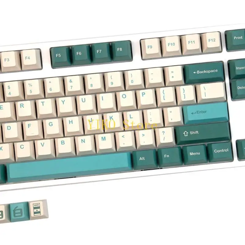 K32C 128 Keys Dye Subbed PBT Keycaps Set Amber Cherry MX Profile for Game-player Gaming Keyboard Unique Pattern Caps
