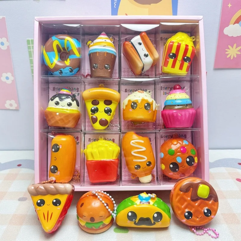 Wholesale 1 Box 24 Pcs Slow Rebound Squeeze Toy Anti Stress Release Soft Sensory Toy Pendant , Suitable For Offline Retail