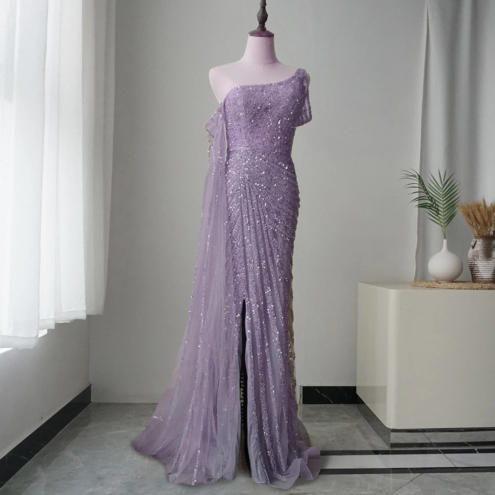 Robe de Soirée de Forme Sirène Rose à Une Initiée, Tenue de Luxe, Perlée, Manches Cape, Élégante, pour ix, Meilleur Prix, 2023, Offre Spéciale, 71589