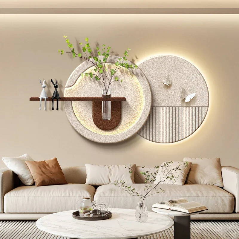 Modern Green Plant Sandstone Painting LED Light Corridor Living Room Kitchen Table Bedroom 3D Home Decoration Lustre Mural Lamp