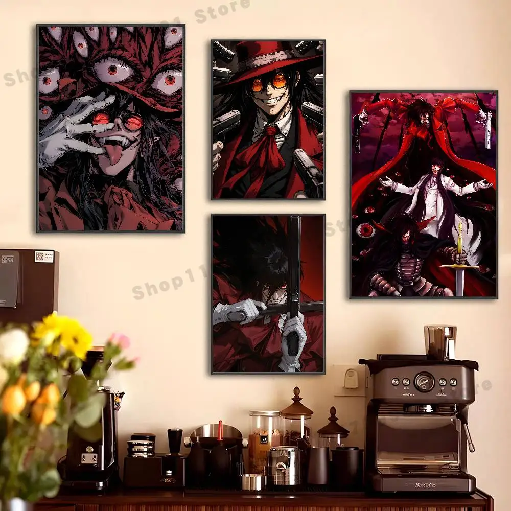 Cartoon H-Hellsing Poster Sticker Classic Art Painting for Home Bedroom Cafe Office Wall Decor