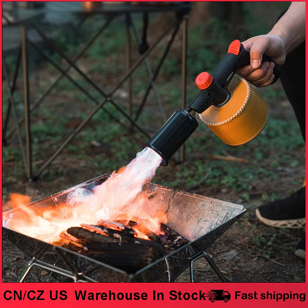 3500W High Power Camping Handheld GasTorch Portable Outdoor Burners Charcoal Burning Tool Picnic BBQ Cooking Flamethrower