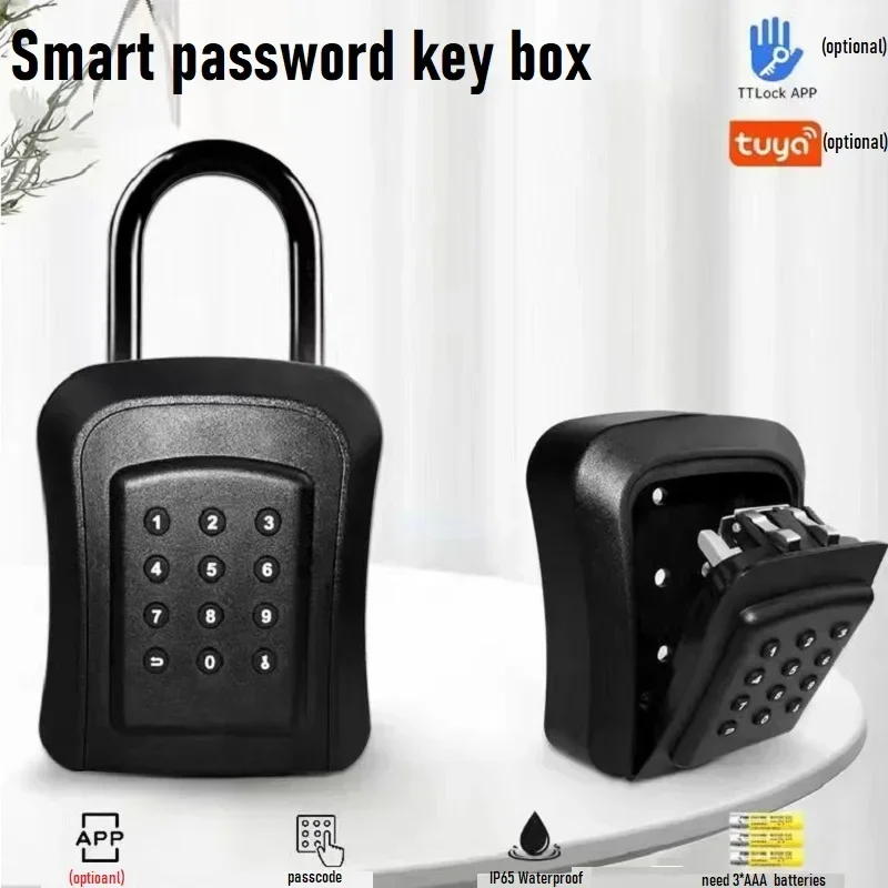 Tuya/TTlock Smart Password Key Box Keyless Smart Door Lock IP65 Waterproof Homestay Lock Box Password APP Unlocking Metal Box