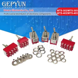 1Pcs Miniature Toggle Switch Red Mts-102 MTS-101 MTS-202 MTS-303 MTS-402 MTS-403 250V 2A 125V 5A 9pin/12pin 2/3Positions