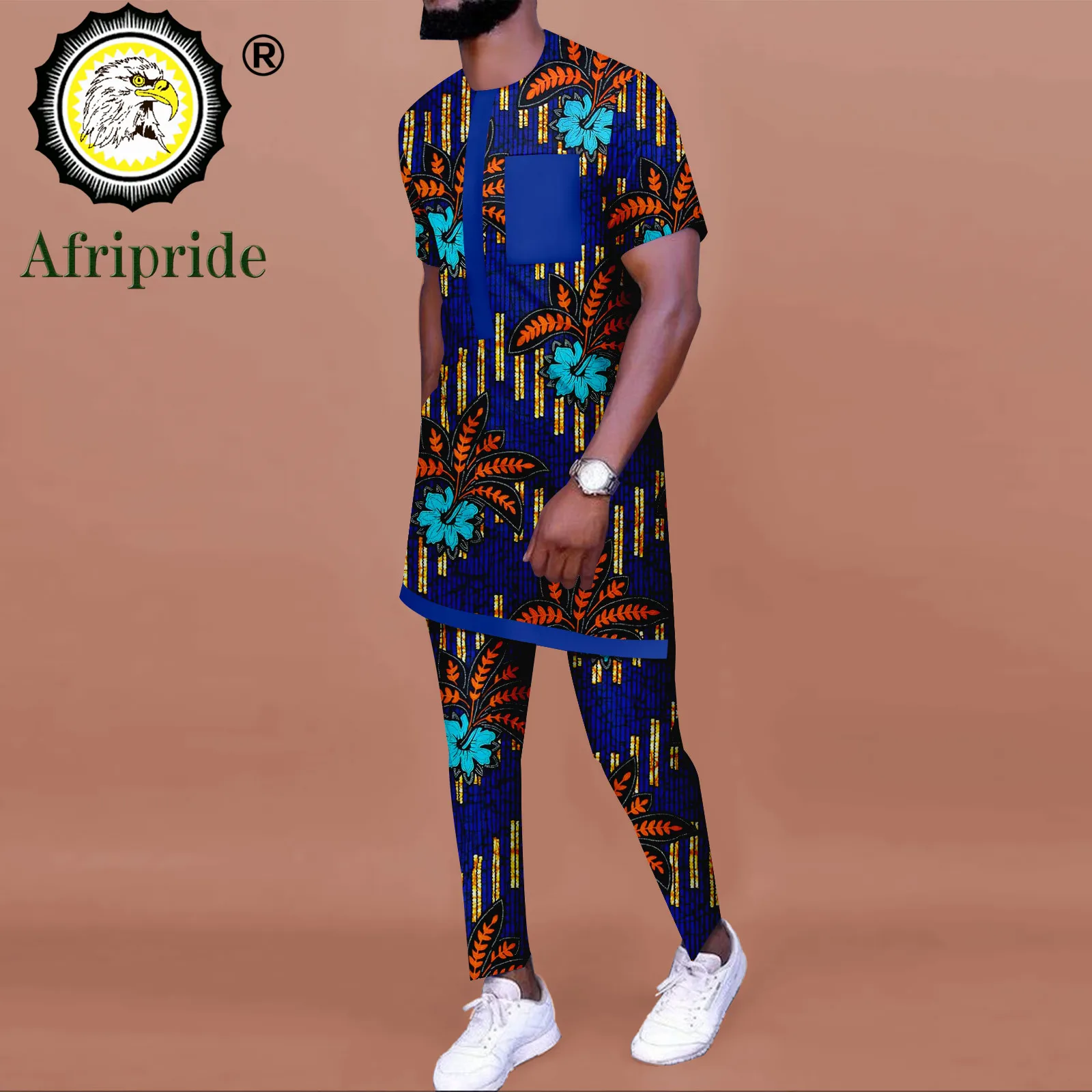 Trainingspak Mannen Afrikaanse Kleding Korte Mouw Print Tops En Broek 2 Delige Set Dashiki Outfits Ankara Blouse Sport Pak A2216098