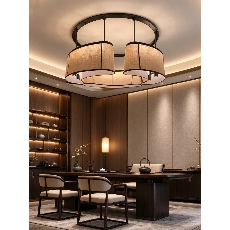 Restaurant chandelier retro atmosphere hotel banquet hall fabric lighting