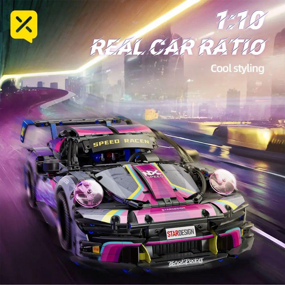 

TOYLINX 1611pcs MOC Speed Champions Racing Car Building Blocks 1:10 DIY Super Sports Vehicle Bricks Set Collectible Model Gifts