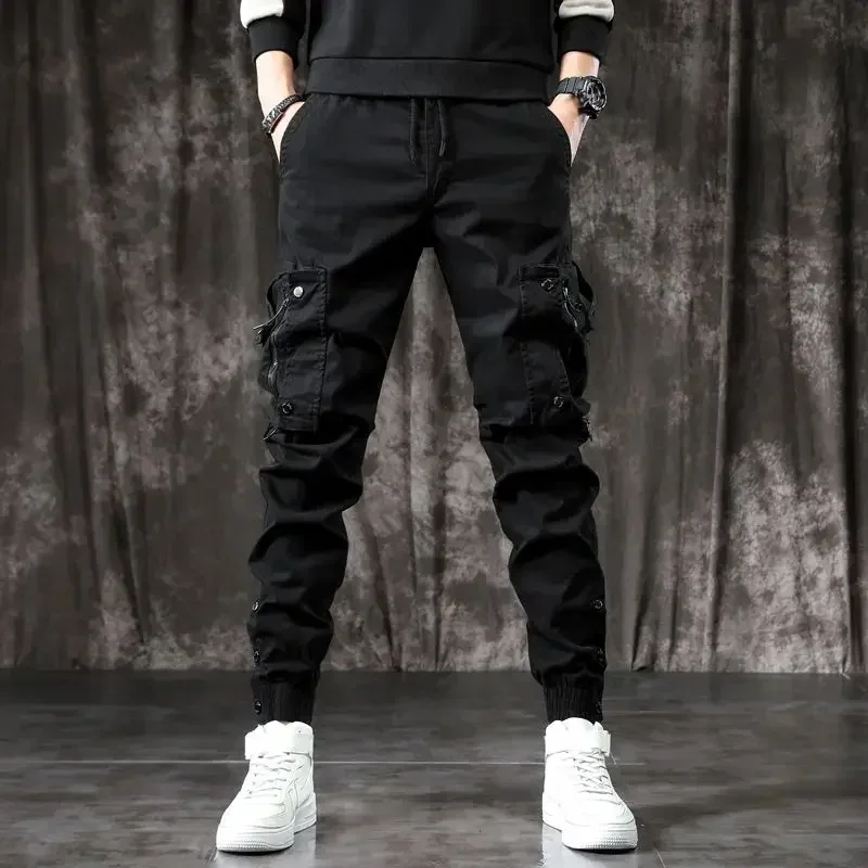 Trousers Black Cargo Jeans for Men with Pockets Male Cowboy Pants Motorcycle Classic 2024 Trend Designer Autumn Clothing Denim