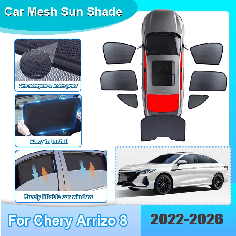 

Солнцезащитный козырек для Chery Arrizo 8 2022-2026: сетчатая шторка на лобовое стекло с защитой от УФ-лучей, автомобильные аксессуары