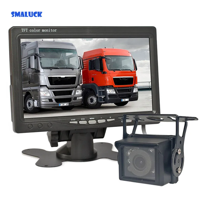 

SMALUCK DC 12V-24V 7inch TFT LCD Backup Car Monitor 4pin IR Night Vision CCD Rear View Reverse Camera for Bus Houseboat Truck