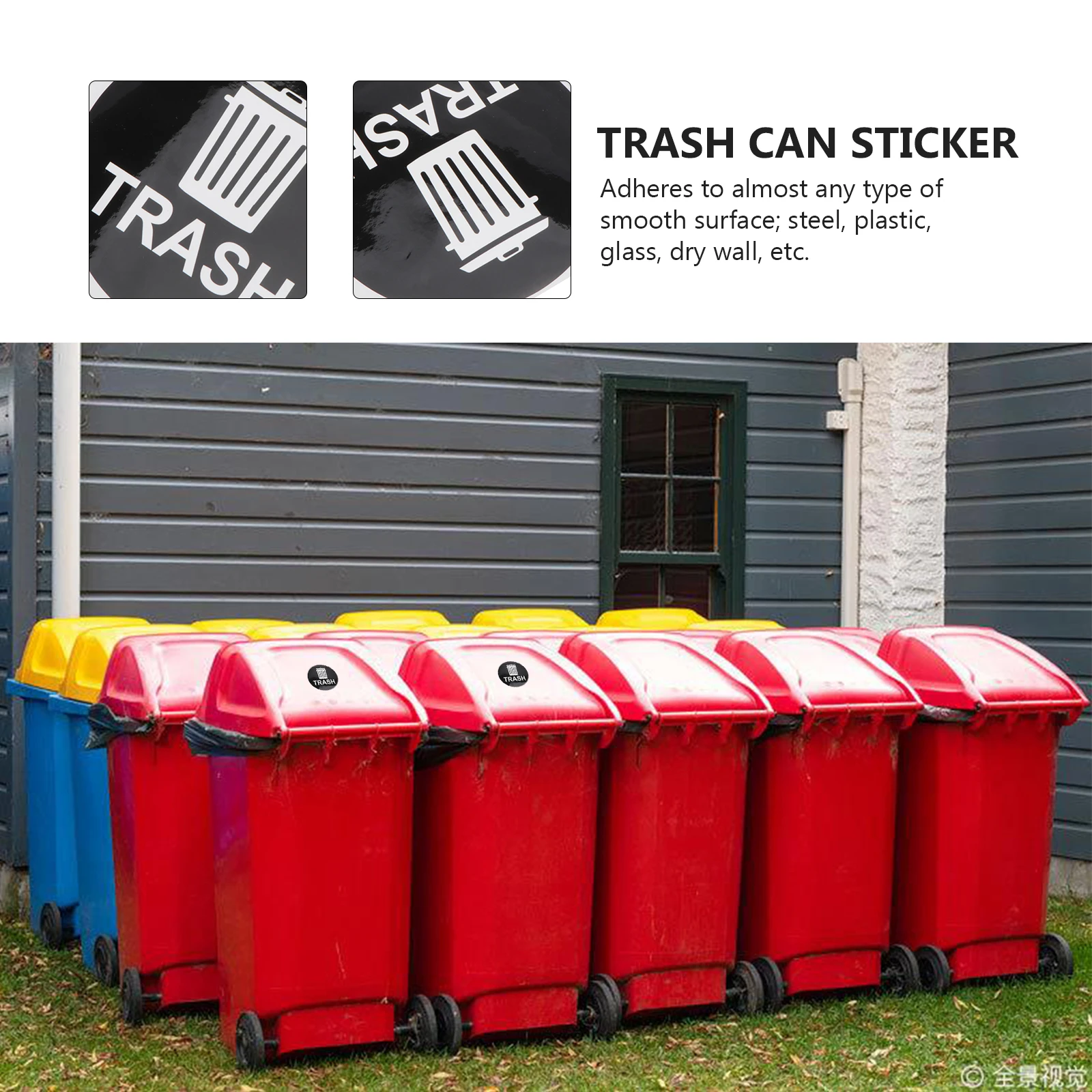 12PCS Sticker Adhesive Trash Can Label Adhesive Vinyl Label for Smooth Surface Garbage Sign Decal Trash Cans Signs Home Use
