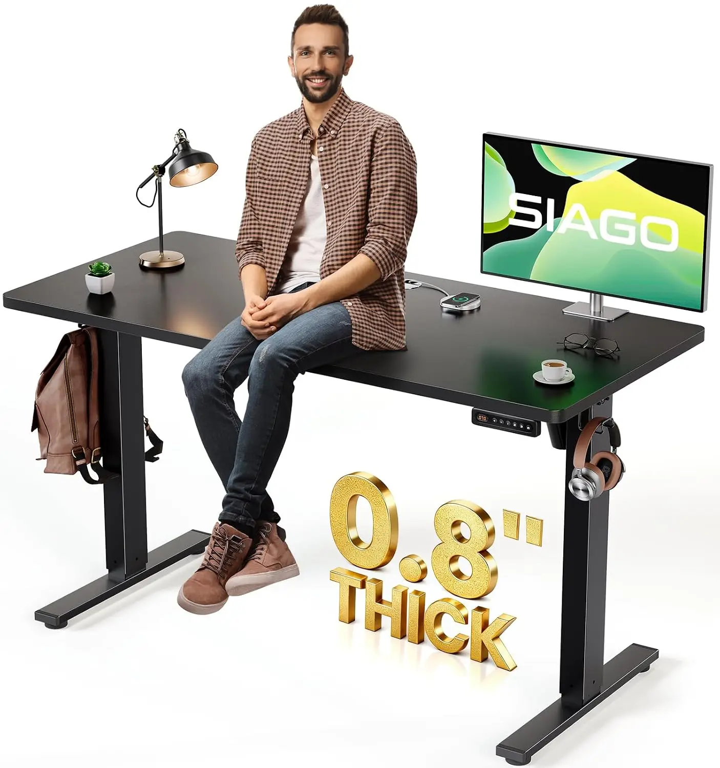 Electric Standing Desk 48x24 Inch Adjustable Height Table with Cable Management 3 Memory Preset 200lbs Easy Assembly, Customized