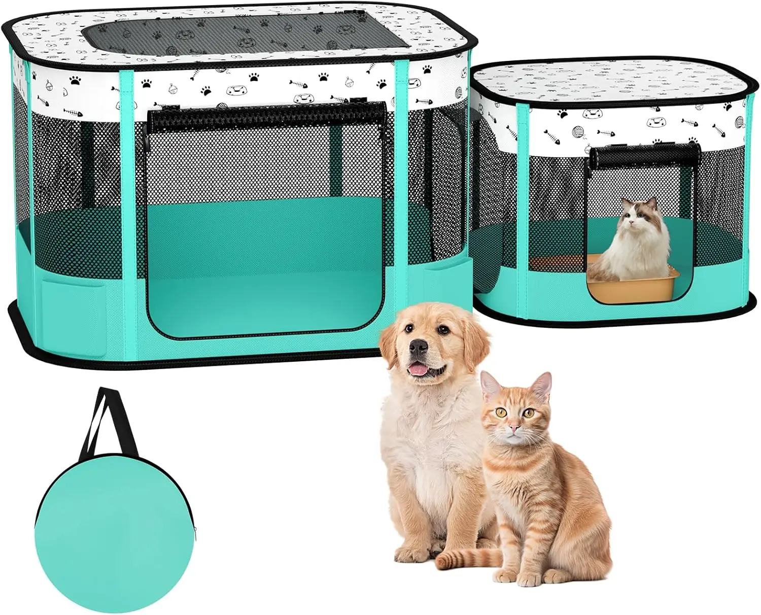 

Portable Cat Playpen, Foldable Indoor Outdoor Pet Tent for Kittens Dogs, Collapsible Cage House (32x24x22)