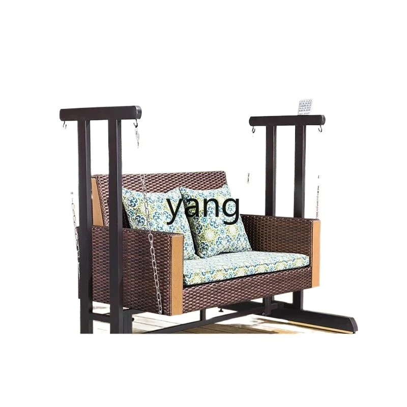 Yjq swing rocking chair outdoor garden leisure rattan bed and breakfast balcony lazy hanging chair waterproof and sun protection