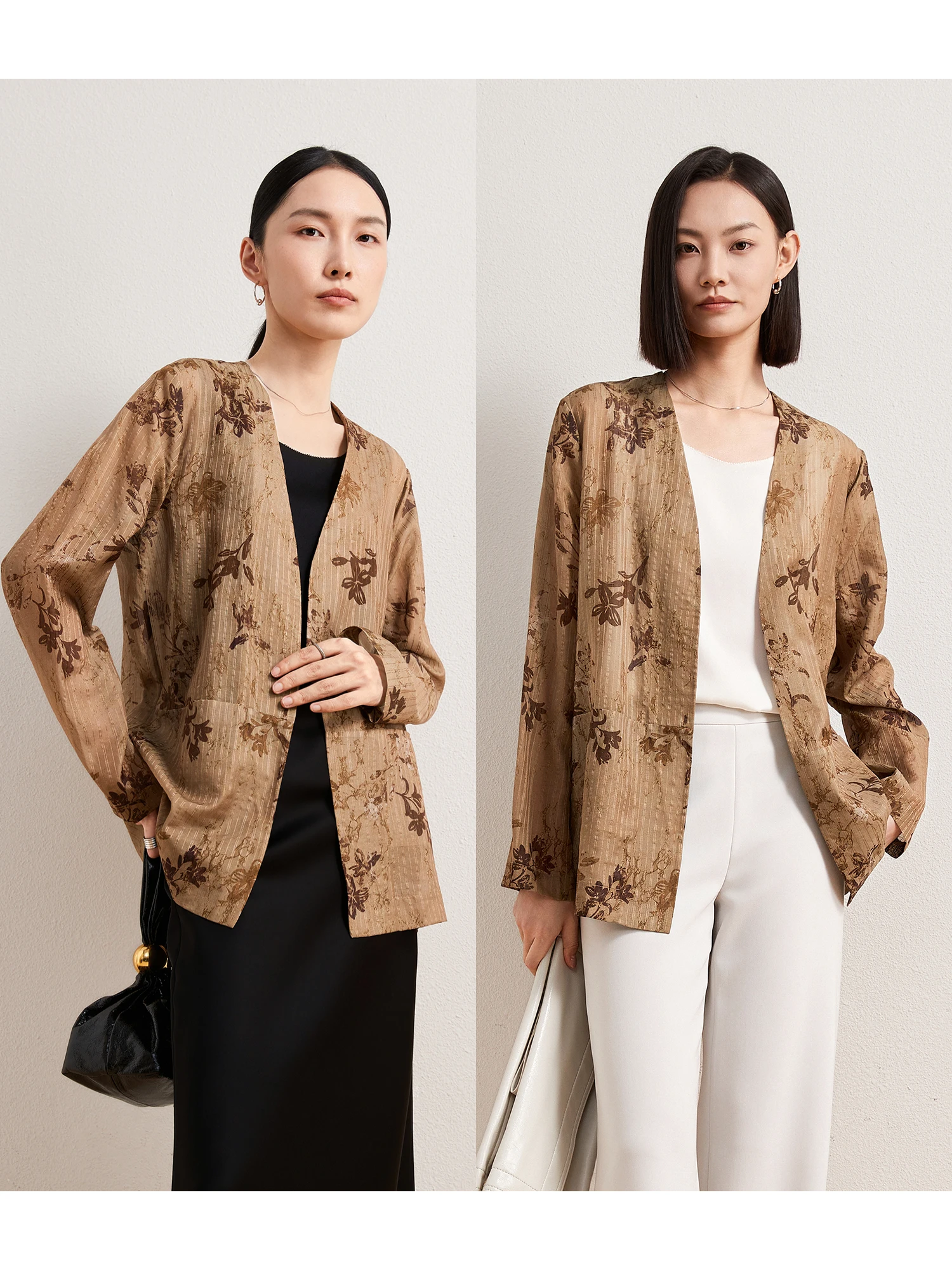 

Женская повседневная рубашка ChangDX из шелкового хлопка, тонкая, легкая, в стиле дзен, с V-образным вырезом, длинным рукавом