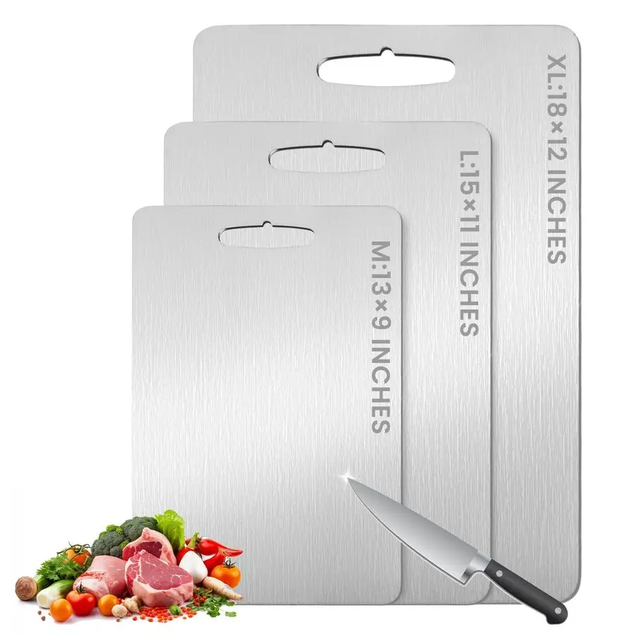 

Pure Titanium Cutting Board 15x11 Inch NonSlip Kitchen Chopping Board, Dishwasher Safe, Scratch Resistant, Easy to Clean, Durabl