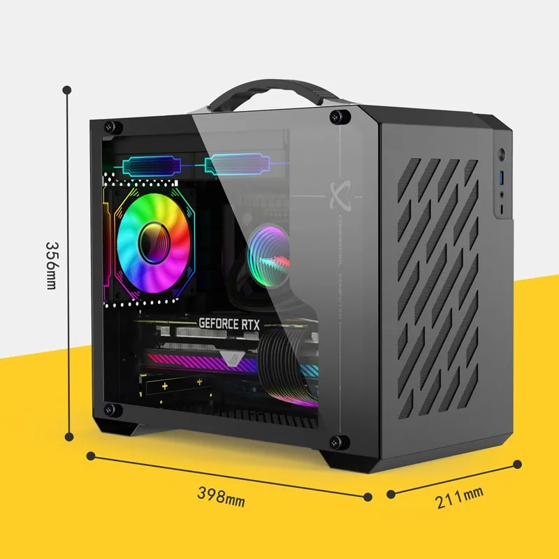 Power Train X200 M-ATX MINI-ITX Portable Computer Case Supports 240 Water Cooling USB3.0 Type-C Desktop MINI Handheld Chassis