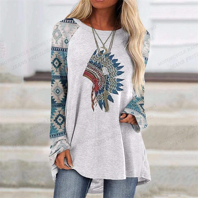 Camiseta con estampado 3d de lobo para mujer, camisetas de animales a la moda, camisetas informales de manga larga, camisetas Vintage, camisetas