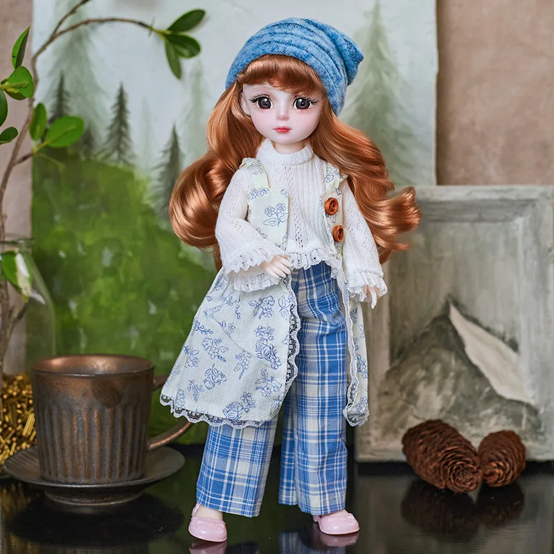 Muñeca de princesa Lolita bonita de 30cm, muñeca Bjd 1/6, conjunto de ropa de dibujos animados de moda móvil, vestido Diy, juguete para jugar a las casitas, regalos