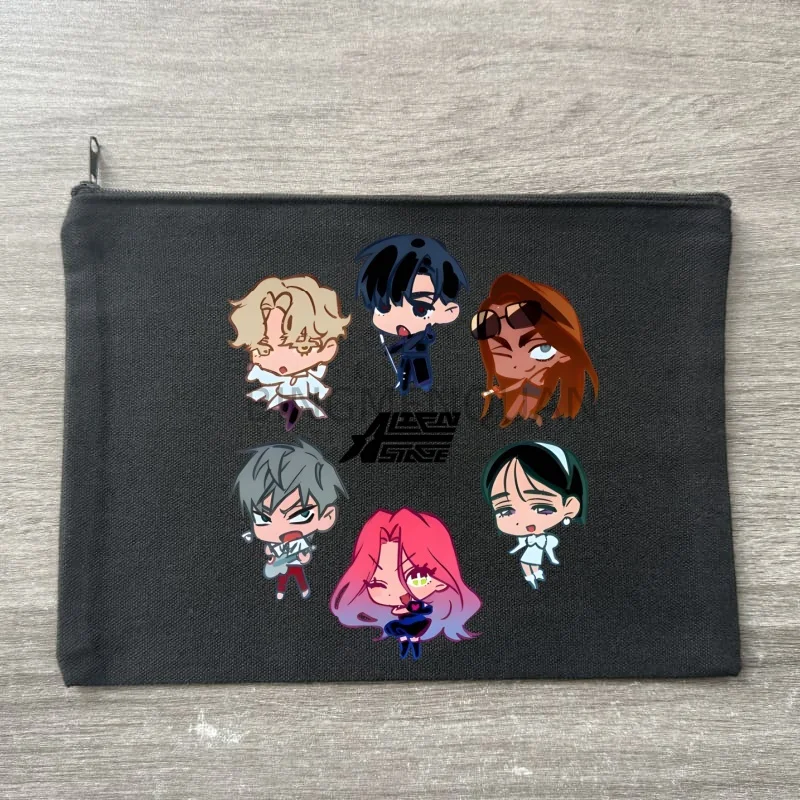 

alien stage Women Canvas Black Cosmetic Bag Organizer Print Women Zipper Sundries Storage Makeup Bags Pouch