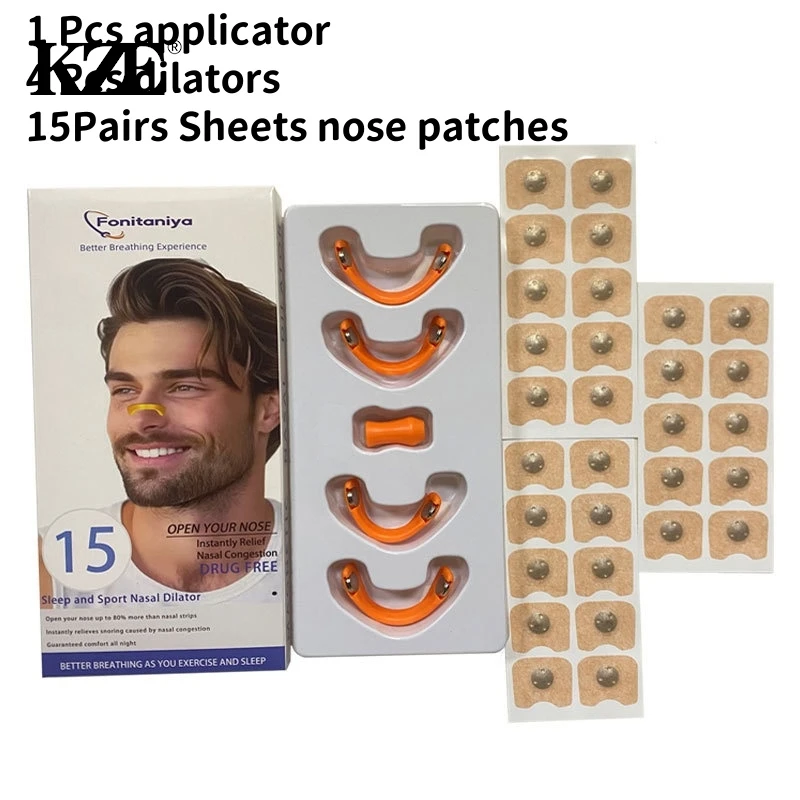 

1set Nasal Breathing Dilators Magnetic Orange Stop Snoring Nasal Strips Increase Air Intake Improve Sleep Quality Reduce Snoring