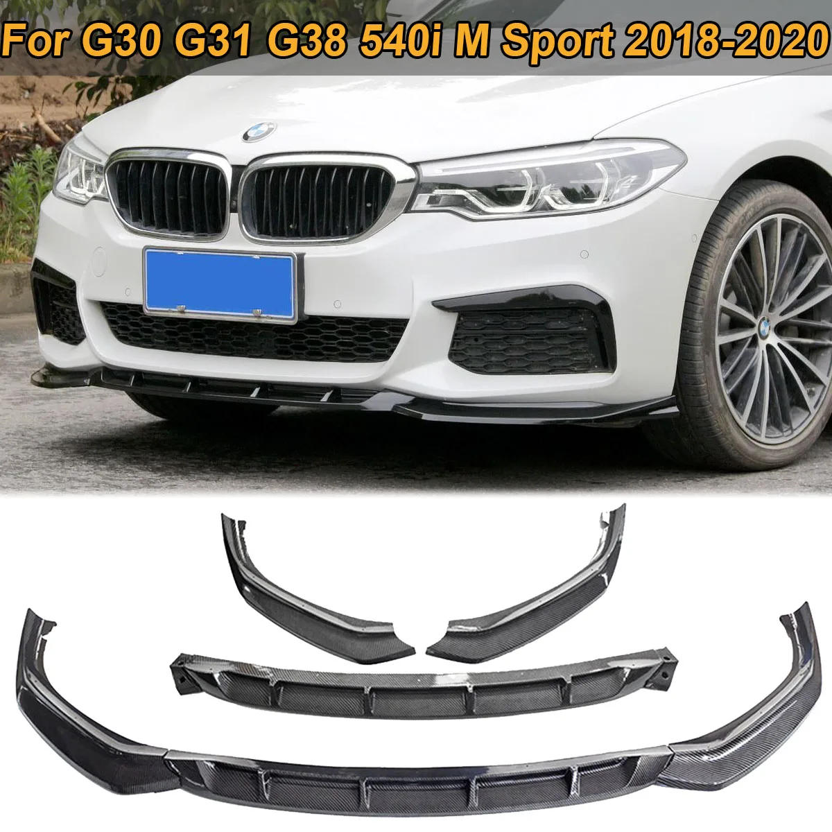 

For BMW 5-Series G30 G31 G38 540i M Sport 2018-2020 Front Bumper Lip Spoiler Splitter Deflector Guards Body Kit Car Accessories