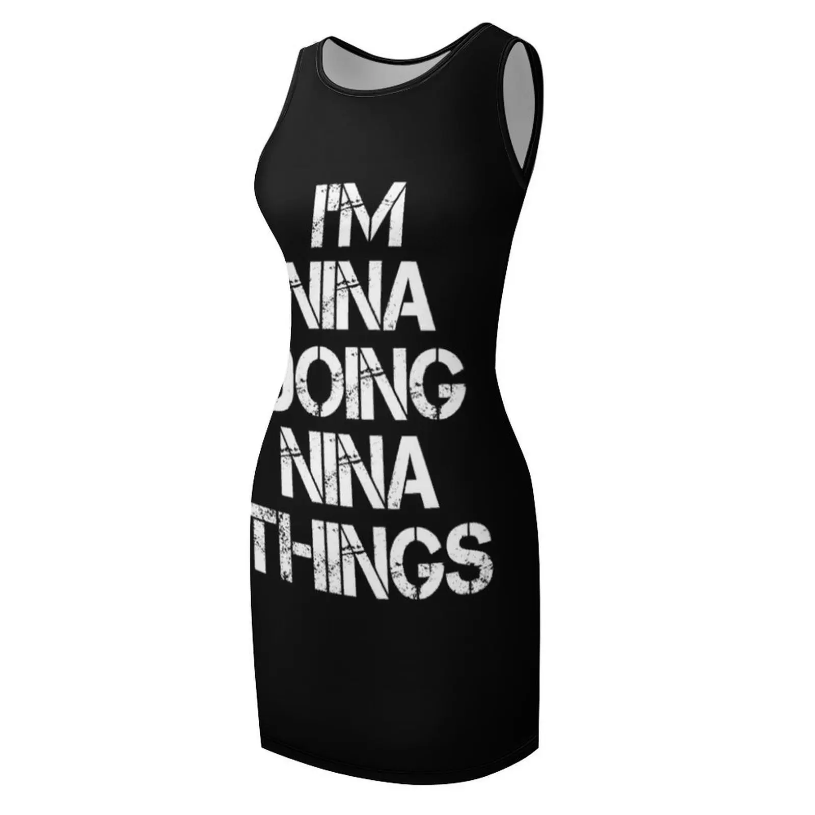 تي شيرت نينا اسم - أنا نينا أفعل أشياء نينا اسم هدية العنصر تي شيرت بدون أكمام فستان الشمس الفاخر للنساء فستان الحفلات المسائية والحفلات الراقصة