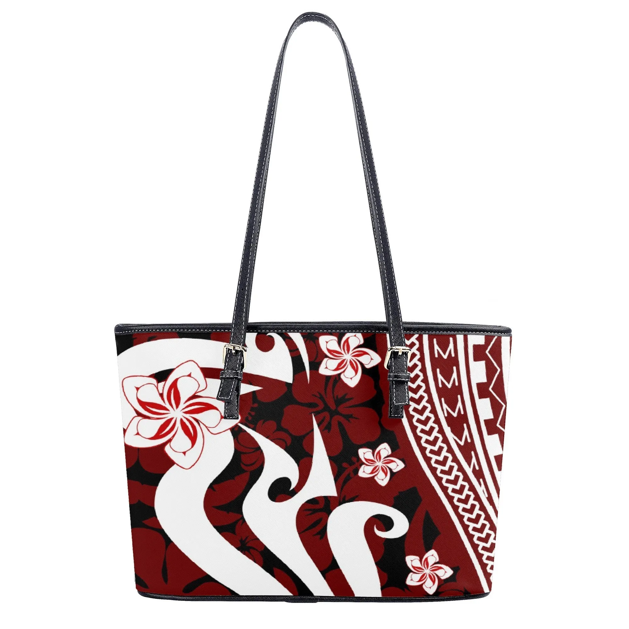 

Полинезийская женская сумка-подушка с узором Самоа и гибискуса, изготовленная на заказ сумка на одно плечо из искусственной кожи с регулируемым ремешком, шикарная сумка