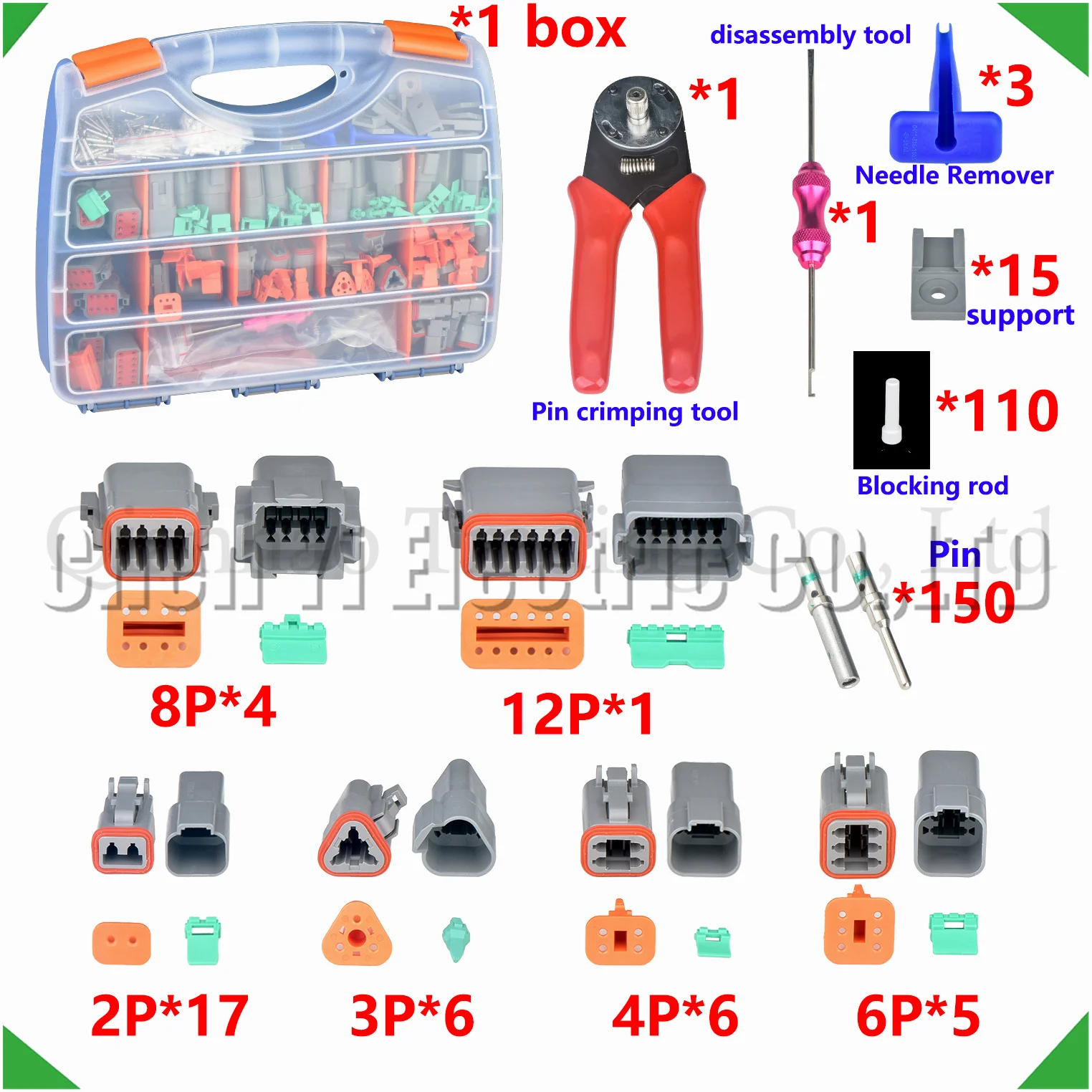 532 PCS 2-12 Pin DT Series Auto Waterproof Connector plug Kits Solid Contacts With Crimping & Removal Tools Accessories DT06-2S