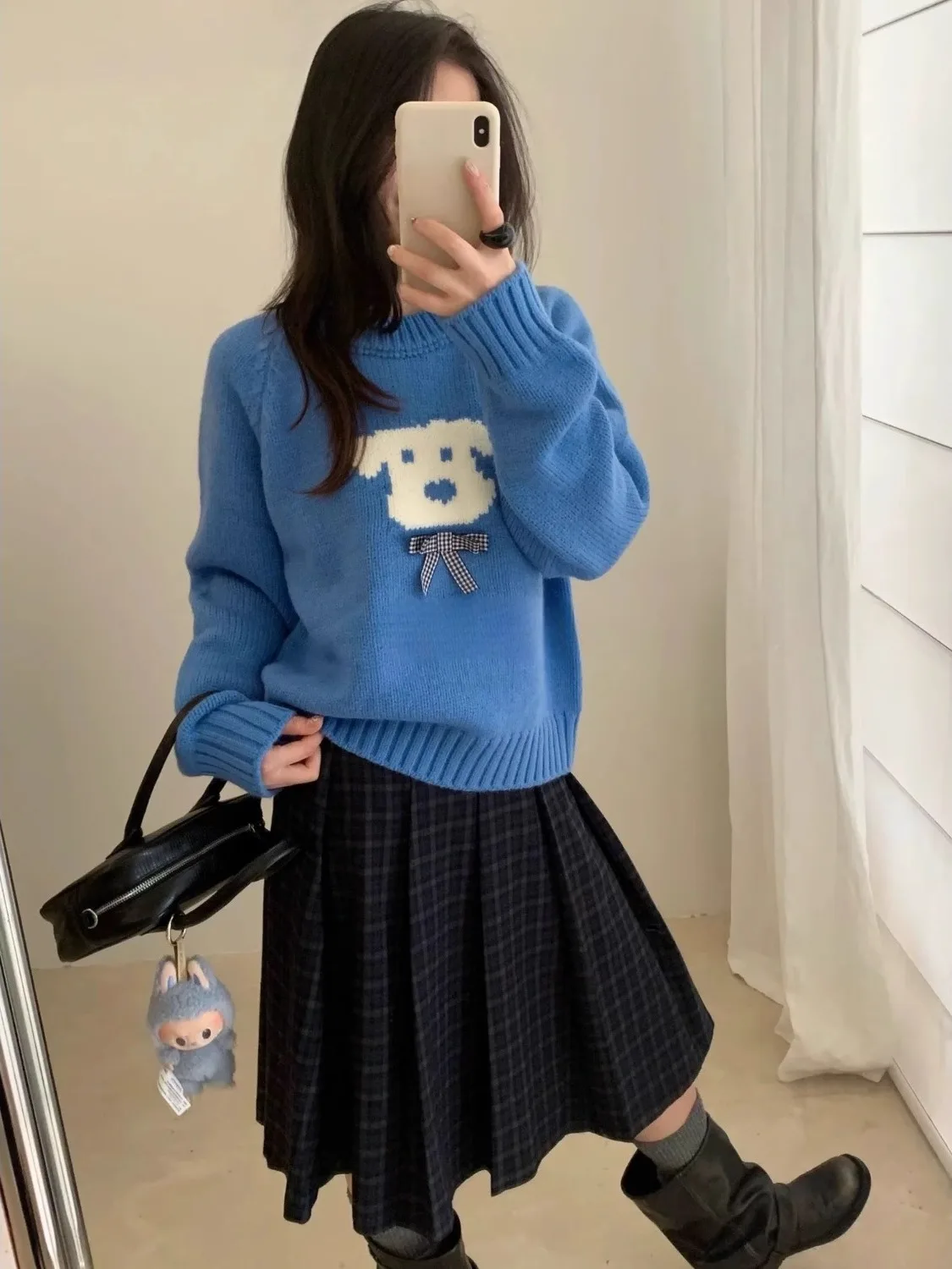 

Женский круглый вязаный свитер Ne с узлом собаки Lazy Sle, осень-зима, новинка Faion, длинный топ све