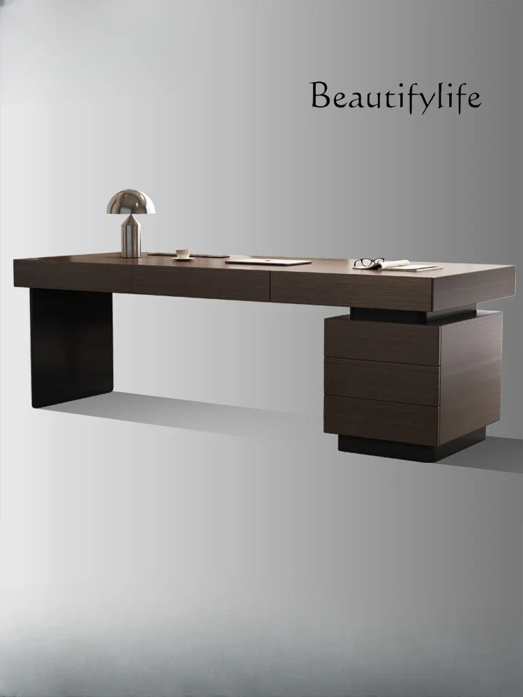 Italian minimalist household high-end light luxury designer computer desk solid wood design desk