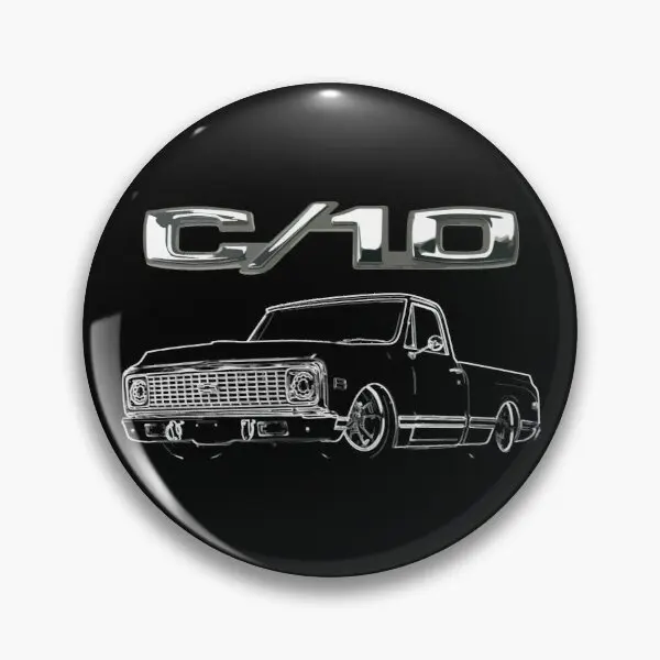 1972 Chevy C10 Short Bed Pickup Lowrider  Soft Button Pin Funny Women Clothes Collar Decor Jewelry Cute Creative Fashion Badge