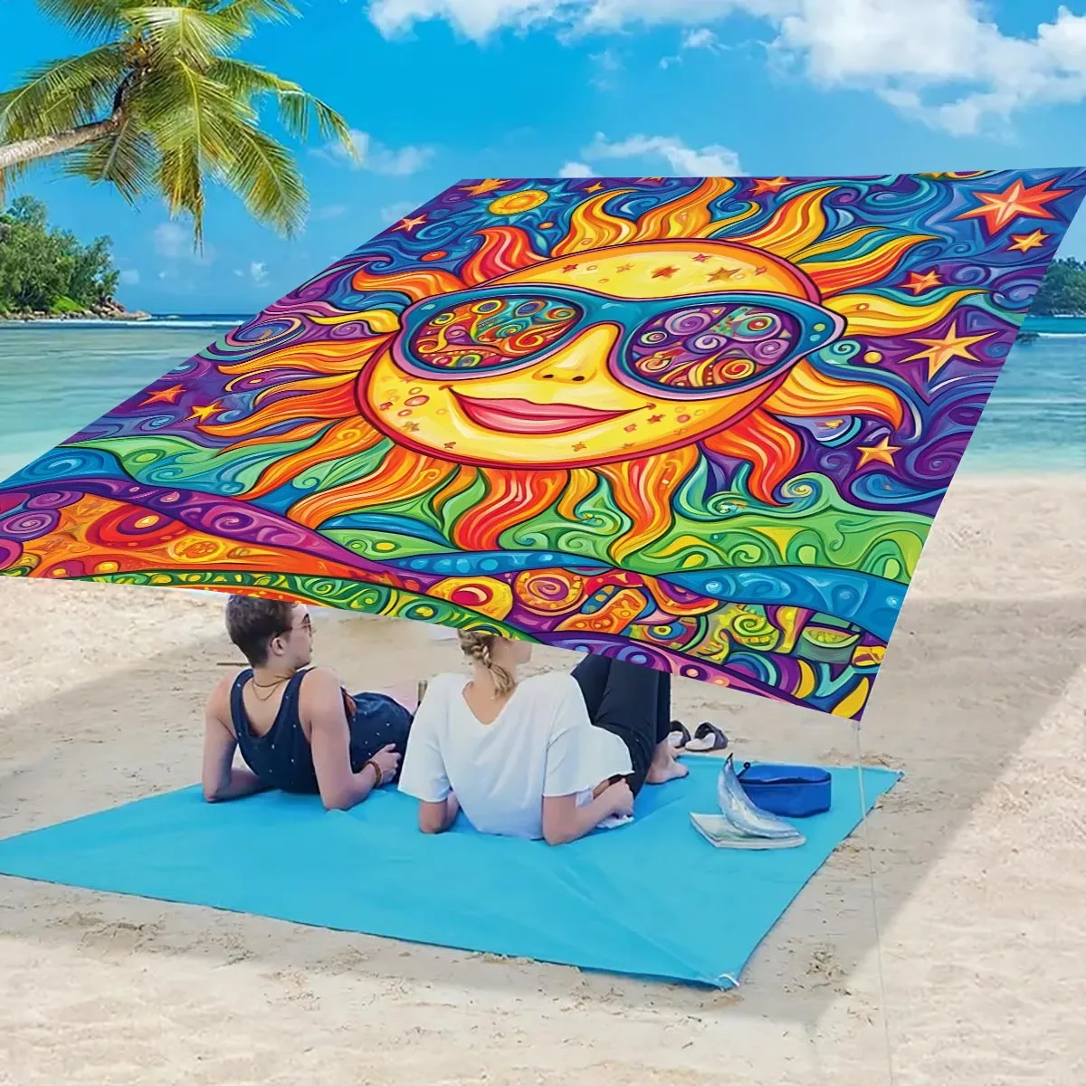 Colorful Sun Moon Camping Sunshade Tent Camping Tarpaulin Picnic Cover Portable Outdoor Camping Tent Terrace Decor Ceiling Cloth image 6