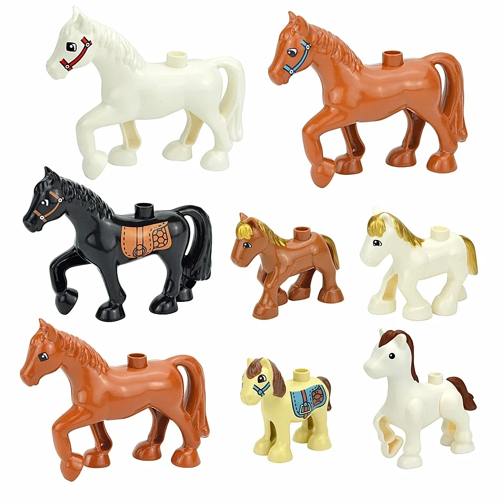 Blocos de construção de tamanho grande, animais de fazenda, zoológico, gato, cachorro, porco, coelho, modelo, acessórios, conjunto compatível, brinquedos educativos, presentes