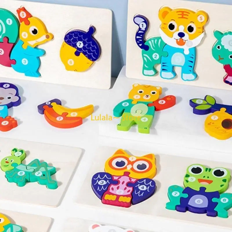 Y4QA ألغاز خشبية للأطفال الصغار ألعاب ألغاز ثلاثية الأبعاد للأطفال الصغار ألعاب تعليمية ألغاز خشبية مقطوعة