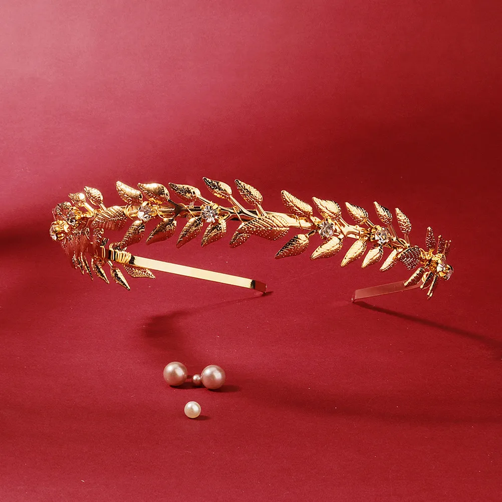 

Bride Hair Hoop Vintage Leaf Alloy Wedding Headdress Lightweight Elegant Tiara for Engagement Ceremony Bridal Headpiece