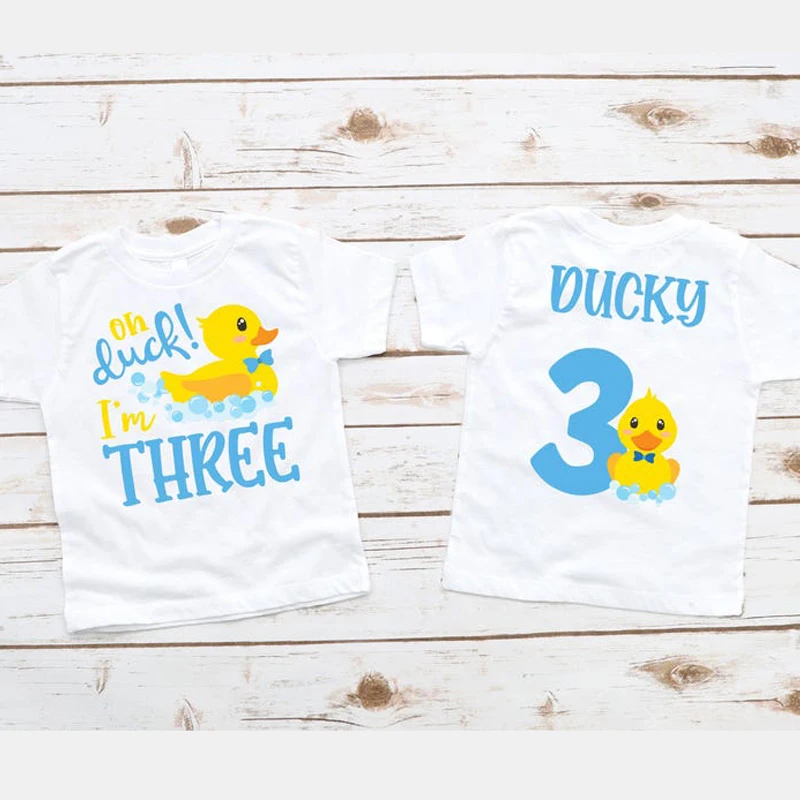 

Oh Duck! Im Three Shirt 3rd Birthday Boy Quack Splish Splash Third Birthday T Shirt Three Year Old Bubbles Rubber Duck Bday Blue