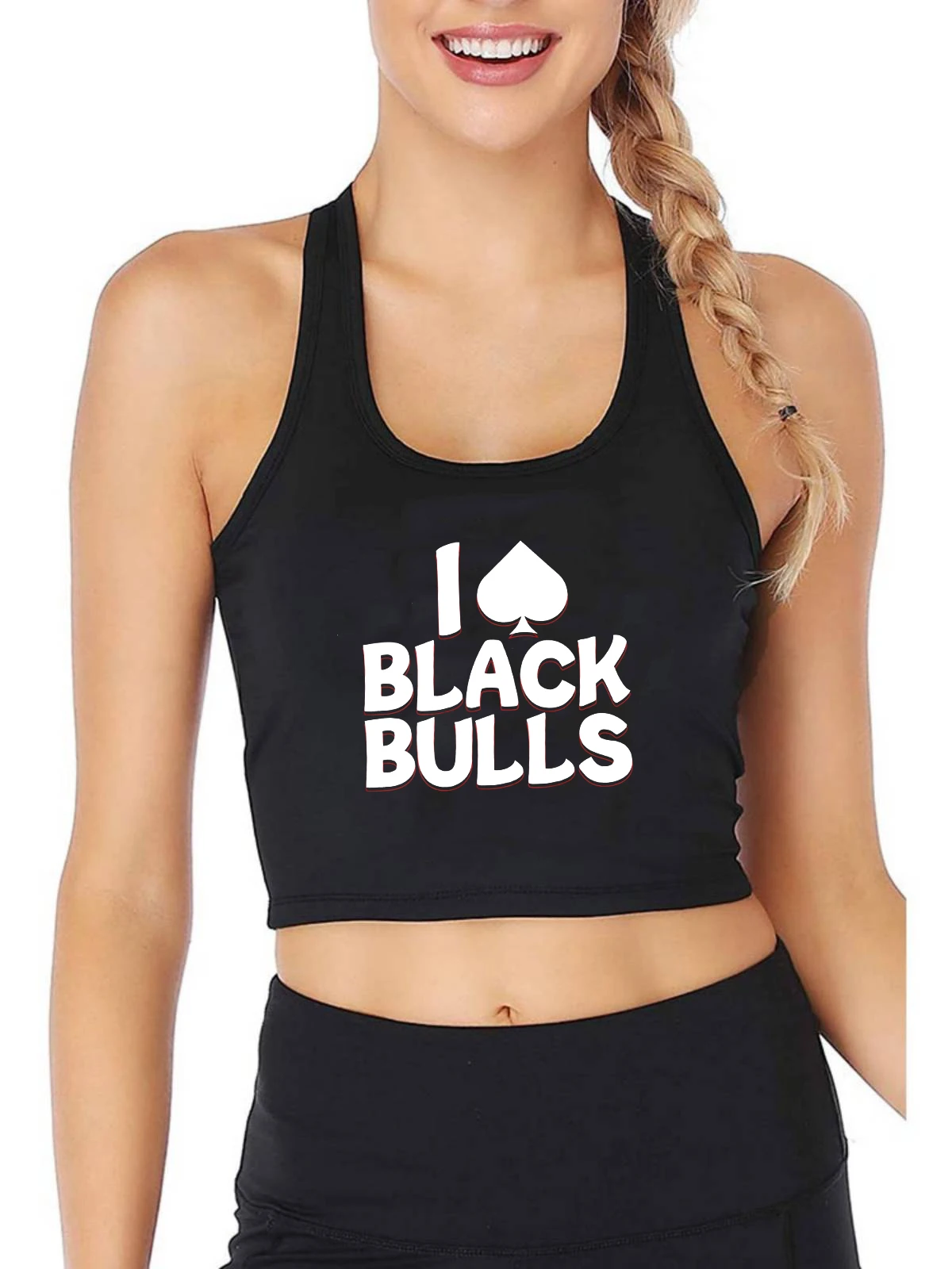 I Love Black Bulls Design-Crop Top ajustado para mujer, camiseta sin mangas de La Reina de espadas, camisola humorística para coquetear