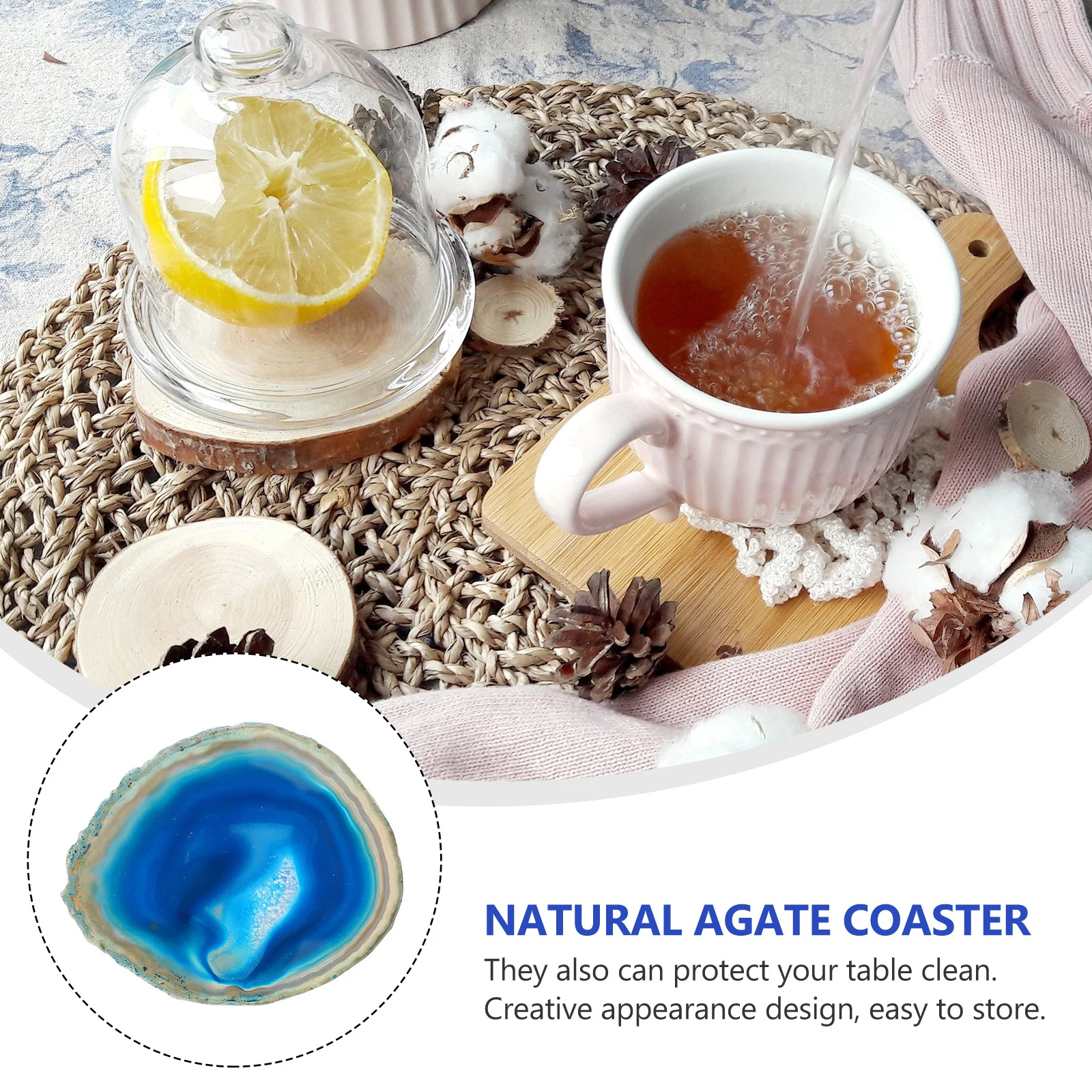 

Creative Coaster Agate Stone Coaster Wine Cup Mat Elegant Desktop Ornament Absorbent Home Office Use Agate Cup Mat