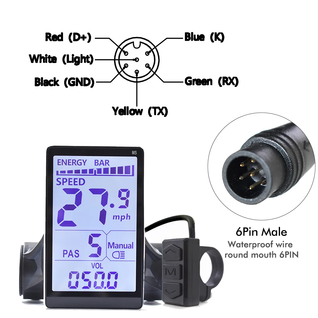 UART2 M5 N2 24V 36V 48V Elektrische Fiets Bedrade Snelheidsmeter Display E Scooter LCD Panel Met USB UART Voor Mountain Elektrische Fiets