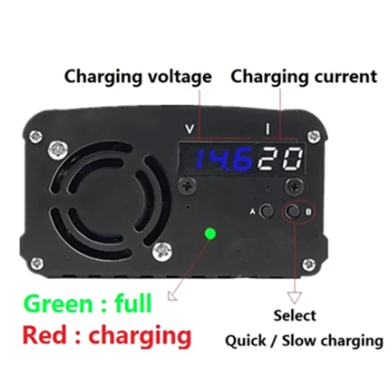 Imagem -06 - Carregador Lifepo4 com Display Carregador de Alumínio de Alta Potência Tensão e Corrente Ajustáveis 3.65v 14.6v 29.2v 5a 10a 15a 20a